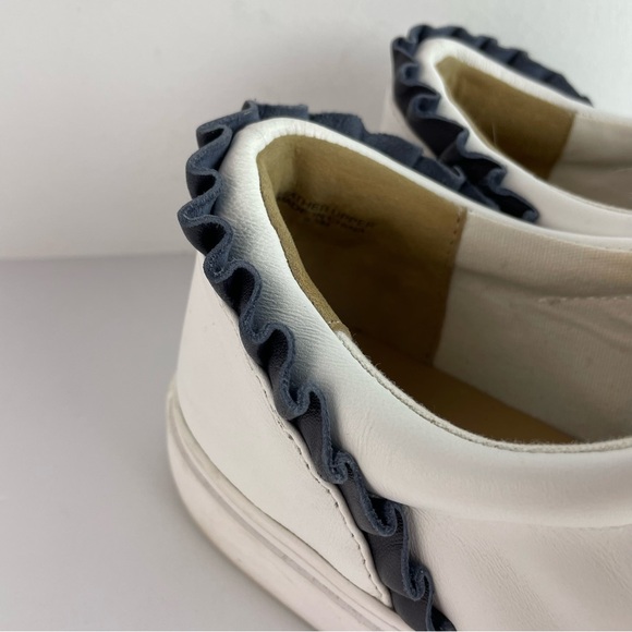Talbots Court Side White Leather w/Navy Ruffle Sneakers - Picture 2 of 9